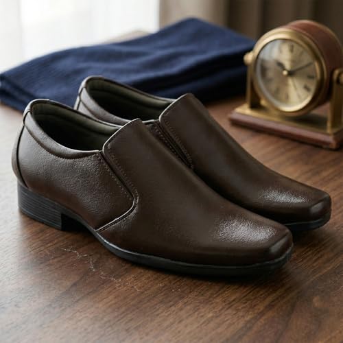 Image of DOCTOR EXTRA SOFT Men's Black Formal Shoes- Classic Office Business Dress Shoes, Slip On Style, Lightweight Cushioned Sole, Non-Slip Professional Work, Wedding,Party & Casual Footwear D-852