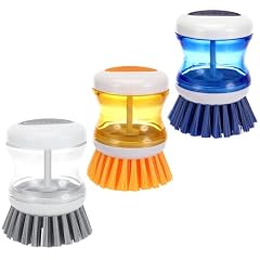 Spazzola Piatti con Dispenser, 3 Pezzi Spazzola per Piatti con Dosatore di Detersivo per Piatti, Dispenser di Sapone Lavaggio per Piatti,Pentole,Lavandini
