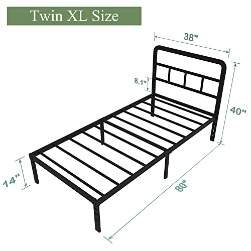 Maenizi Twin Xl Bed Frame With Headboard, 14 Inch Twin Xl Bed Frames No Box Spring Needed Support Up To 2500 Lbs, Noise Free, Easy Assembely, Black #TOP2
