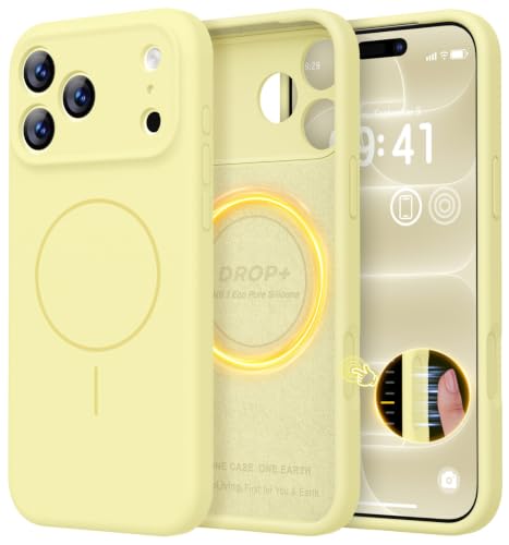 LOVE 3000 Magnetic for iPhone 18 Pro Case Silicone, Creamy Yellow