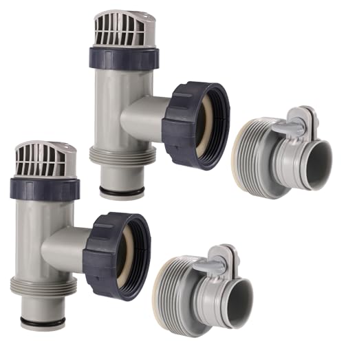 Plunger Valves & Type B Hose Adapter Compatible with Intex Pool Part, Hose Fitting Coupling Connector Plunger Shut Off Valve Replacement Practical Accessories for Above Ground Pool Vacuum Pipe Holder