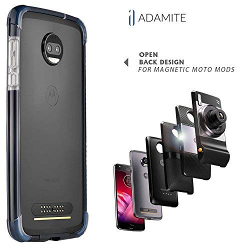 ADEMITE Moto Z2 Force Case Bumper Black/Clear Compatible with Moto Mods Does Not Fit Moto Z (2016), Moto z Play (2016), Moto Zforce 1st Generation (2016)