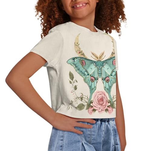 Image of Kids Crop Top Short Sleeve T-Shirts for Girls Size 5-14