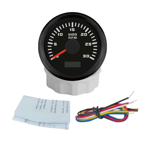 ELING 52 mm Universal Drehzahlmesser 3000 U/min Drehzahlmesser mit 7-farbiger Hintergrundbeleuchtung für Gabelstapler Traktoren