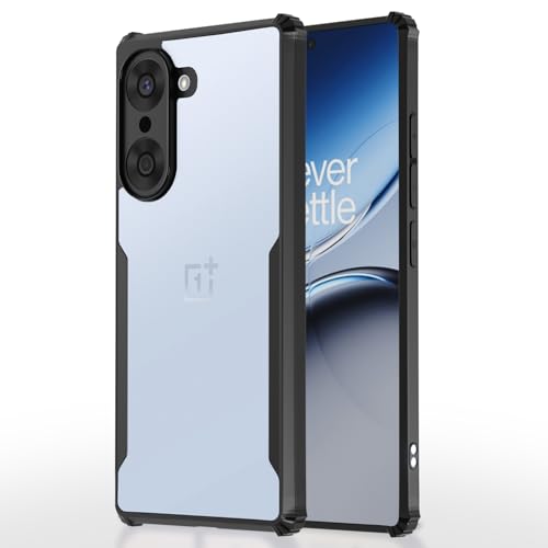Image of Pikkme Back Cover for OnePlus Nord Ce 5 5G | Ultra Hyrbid | Full Camera Protection | Raised Edge | Crystal Clear Transparent Bumper Case (Black)