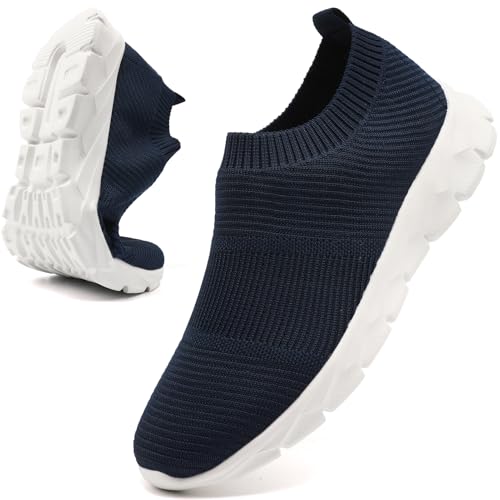 Mens Running Shoes Slip on Lightweight Tennis Gym Athletic Walking Workout Black Sneakers