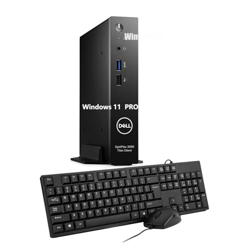 Dell OptiPlex 3000 Thin Client Micro Form Factor Desktop PC, Intel Pentium Silver N6005, 8GB RAM, 256GB SSD, QWERTY Keyboard, WiFi, Bluetooth, Windows 11 Pro (Renewed)