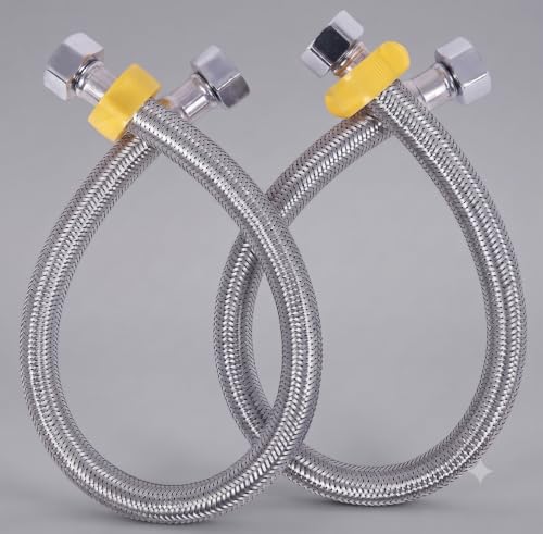 Image of JAGGER JCP2211 Wired Flexible Connection Pipe for Geyser, Toilet Flush & Wash Basin | SS 304 Braided Water Supply Hose | Hot & Cold Water Compatible | Leak Proof - Pack of 2