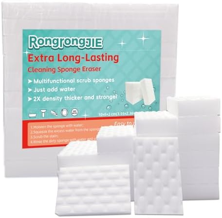 Magic Sponge Eraser, Melamine Sponges for Cleaning, 2X Density, 20 Pcs in Bulk, Long Lasting Scrub Pads for Kitchen, Bathroom, Furniture, Tub, Sink, Floors, Baseboard, Shoes, Wall Cleaner