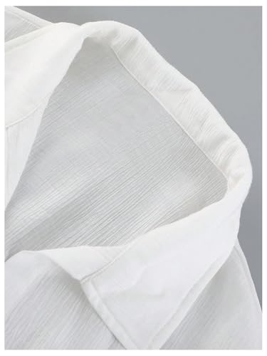 OYOANGLE Girl's Textured Button Down Long Sleeve Shirts Lightweight Plain Collared Blouse4