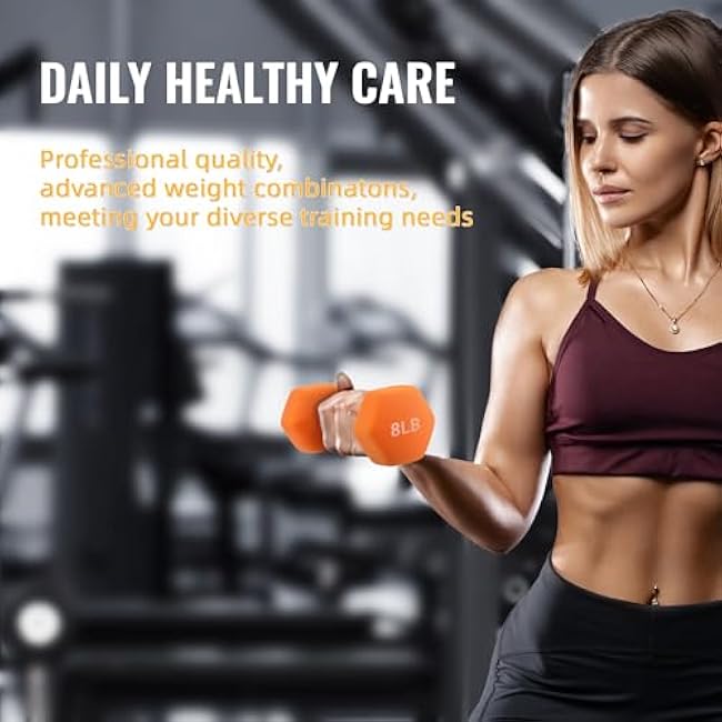 Colored Neoprene Dumbbell Set with Rack, Multiple Weight Options, 20LBS, 32LBS, 50LBS and 56LBS Sets