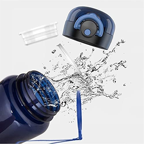 WGLL Boca amplia Botella de agua de gel de sílice con tapa de bonificación, doble pared de vidrio con aislamiento de… - Imagen 4
