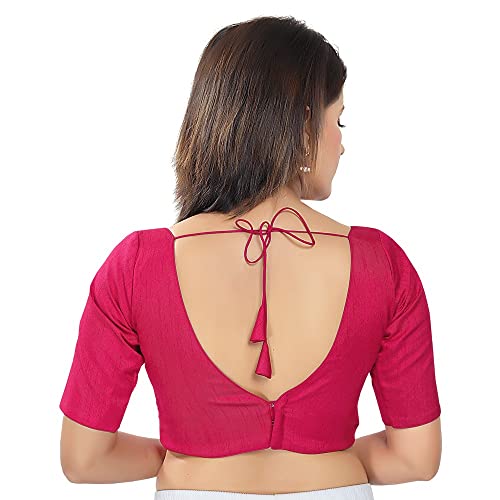 Image of Vamas Women's Silk Padded Self Design Half Sleeve Readymade Saree Blouse (VFJ-140)