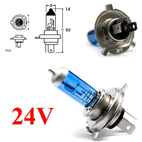 LIGHTWORLD24 2 x H4 24V 75/70W HALOGENLAMPE GLÜHLAMPE GLÜHBIRNE LAMPE BIRNE XENON STYLE für LKW Nutzfahrzeuge BUS TRAKTOR Scheinwerferlampe Fernlicht-Abblendlicht