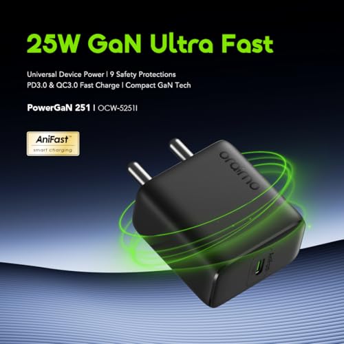 Image of Oraimo 25W GAN Charger | Ultra Fast Charging for Android, iPhone 16 /15 /14 /13 /12 /11 /X (Pro, /Plus /Max Series), Samsung, Google Pixel & Oppo, Vivo Other Type C Enabled Devices