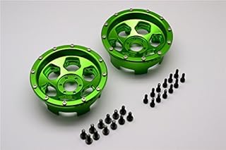 Axial Yeti Upgrade Parts Aluminium Front/Rear 2.2 Wheels Beadlock (6 Poles) - 1Pr Set Green