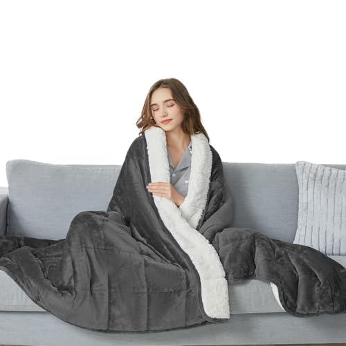 Image of yescool Weighted Blanket for Adults (15 lbs, 48 inch x 72 inch, Medium Gray) Heavy Blanket for Sleeping Perfect for 140-160 lbs, Twin Size Breathable Blanket with Premium Glass Bead, Machine Washable