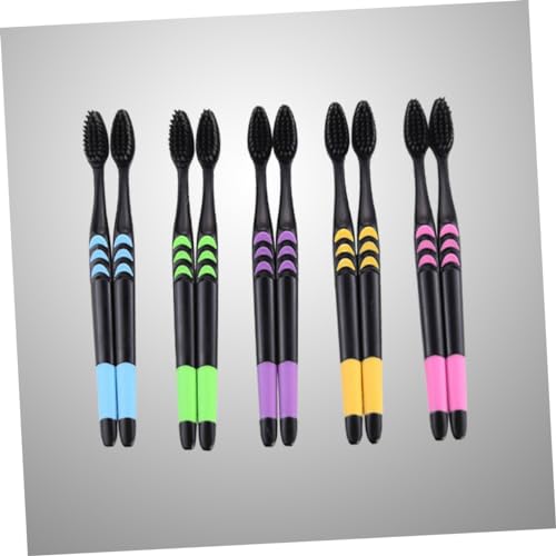 EXAOMBLE 10stücke Kohlezahnbürste Aus Holz Zahnbürsten Mit Bambuskohle Umweltfreundliche Zahnpflegebürste Mit Rutschfestem Griff Zahnbürsten Für Effektive Plaqueentfernung Und Gesundes Zahn – Bild 7