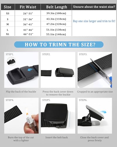 AWAYTR Mens Nylon Ratchet Belt - No Holes Casual Web Belt with Slide Metal Buckle for Jeans Golf4