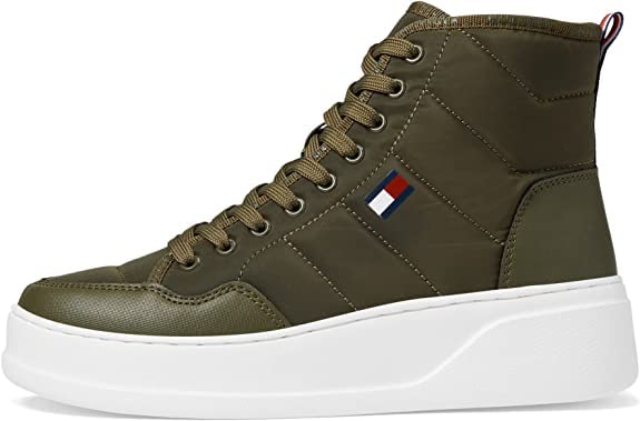 Tommy Hilfiger Gemmy High Top Sneaker Green Lace Up Rounded Toe Walking Booties3