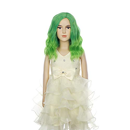 Image of PATTNIUM Kids Green Wig Short Wavy Ombre Green Wig for Girls Cosplay Party Costume Synthetic Hair Wigs