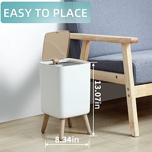 Caneca de basura para baño con tapa 2.6 galones blanca miniatura 5