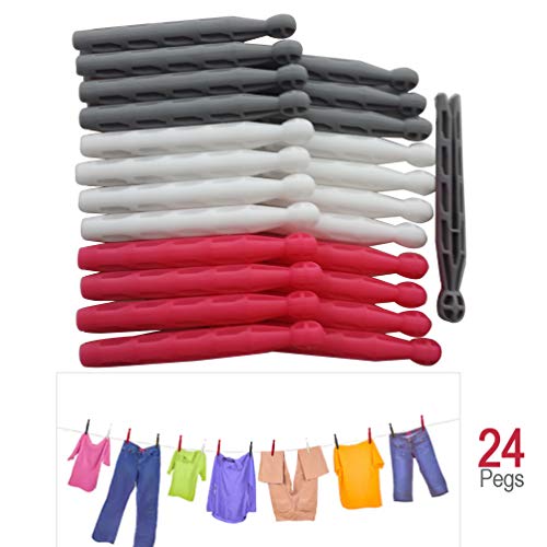 Schone Products (UK) 24 Bright Colourful Dolly Pegs MULTICOLOURED FOR MODERN WASHING AND CLOTHES LINE