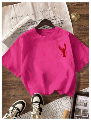 Image of RoseSeek Women's Graphic Letter Tee Crew Neck Trendy Summer Vintage T Shirt