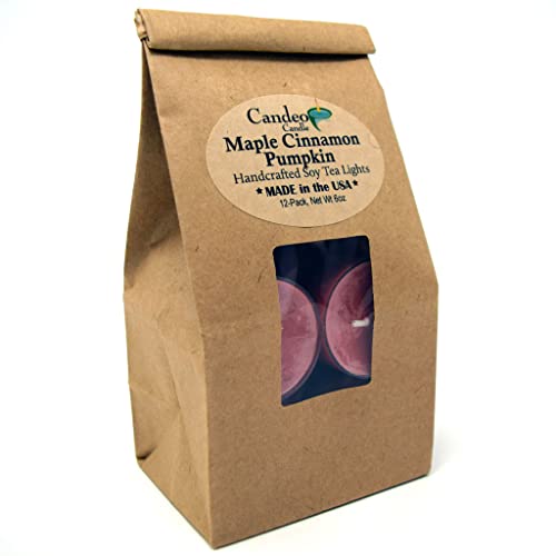 Maple Cinnamon Pumpkin Scented - Soy Tealight Candles, 12 Pack - Brown Tealight Candles - Highly Scented - Made With Soy Wax - Handmade In The Usa - Candeo Candle - Fall Scents #TOP1