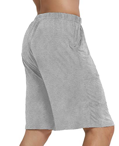 Image of JINSHI Men's Pajama Shorts Soft Comfortable Lightweight Elastic Drawstring Men Lounge Sleep Shorts with Pockets