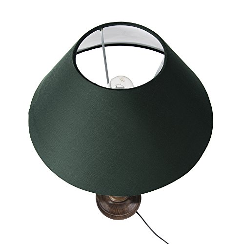 Image of Homesake Classic Twister Wooden Table Lamp with Fabric Shade | Handcrafted Bedside Lamp with E27 Holder| Bulb Included |Warm Light Night Lamp for Bedroom, Living Room, Study & Home Decor, Green