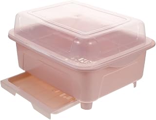 Dish Rack Kitchen with Drip Tray with Lid Dish Drying Rack Kitchen Draining Rack Dish Drying Rack with Cover (Pink 33 * 26 * 18cm)