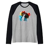 Petit Münsterländer Colorful colors design tête de chien Manche Raglan