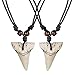 Milacolato 2pcs Collana con Dente di squalo Set Collana Fatta a Mano con Cordoncino in Cotone Regolabile per Uomo