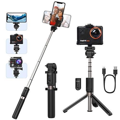 Yoozon Palo Selfie Deportivo Trípode, Selfie Stick extensible y Portátil de autofoto 3 en 1 con Control Remoto Bluetooth para Gopro, Cámara de acción y teléfonos como iPhone,Samsung, Xiaomi, LG
