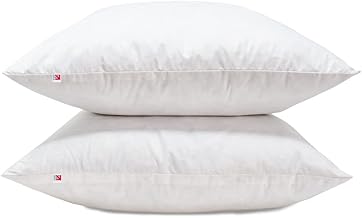 Lancashire Textiles Cushion Pads Filled With Ethically Sourced Duck Feathers Encased In Pure Cambric Cotton Cover Pack of 2-20" x 20" (50cm x 50cm) - 100% Downproof Cotton Cover - Made in UK