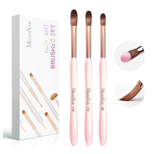 MelodySusie 3Pcs Acrylic Nail Brush Set, Size 8/12/14 Professional Nail Brushes for Acrylic Application Acrylic Powder Nail Extension and 3D Nail Carving for DIY Home Salon Nail Manicure Tool