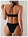 SOLY HUX Women's Halter Bikini Set V Neck Ring Linked Bathing Suit Summer Beach Two Piece Swimsuit Solid Black Medium
