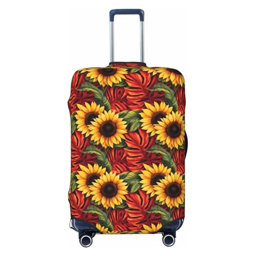 Luggage Cover Protector - Red Leaf Sunflower Print Suitcase Covers for Luggage Fit 22-24 Inch Suitcase
