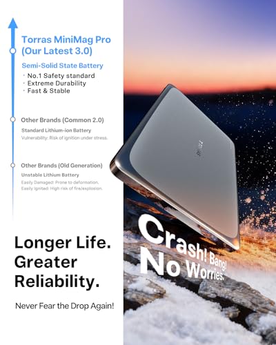 Image of TORRAS MiniMag Pro Power Bank, Ultra Slim Semi Solid-State Portable Charger, Wireless 5,000mAh Magnetic Battery Pack, Fast Charging, Travel Essential for iPhone 17 /16 /15 /14 /13 /12, Infinite Grey