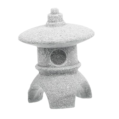TOYANDONA Miniature Japanese Pagoda Lantern Stone Sculpture, Zen Garden Ornament for Aquarium and Outdoor Decor, Small Sandstone Lantern Statue for Asian Home Accent