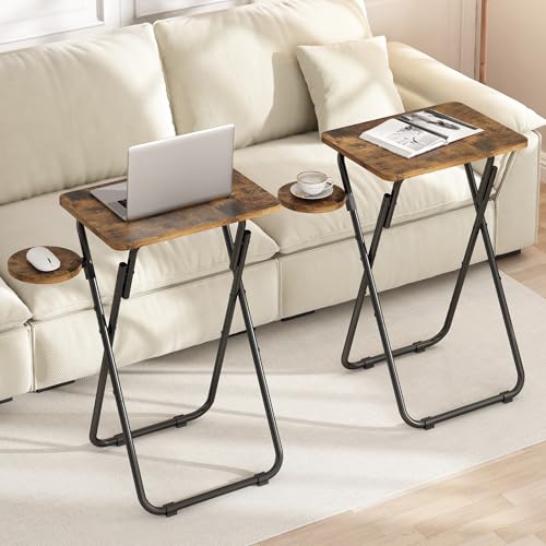 La mejor comparación de Mesa Plegable de Madera Walmart - solo los mejores. 45 Uzelia Juego de 2 Mesa Plegable Pequeño, Bandejas de TV Plegable Portátil, Mesa Auxiliar Plegable Servicio para Sala, Cama, Sofá, Mesa de Bandeja de Cena de TV Plegable con...