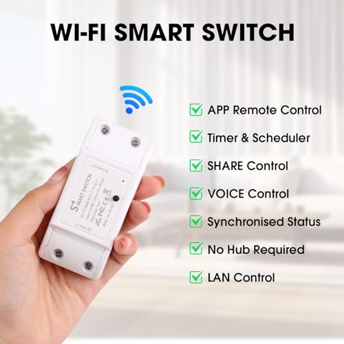 Smart WiFi Light Switch 10A 2200W, BASICR2 Smart Relay Switch No Hub Required for Home Automation DIY Wireless Module Works with Alexa Google Home Compatible with EweLink IFTTT - Image 3