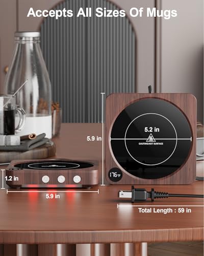 House Gem Mug Warmer - 36W Coffee Mug Warmer for Desk with Temperature Display, 2-12Hrs Auto Shut Off, Smart Candle Warmer - Ideal Coffee Gifts Accessories Keep Beverages Coffee Warmer (Wood) (Wood) - Image 7