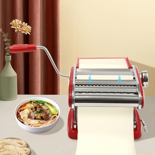 Adjustable Manual Pasta Maker - Suction Cup Dumpling Machine with 6 Thickness Settings for Perfect Noodles, Ravioli, and Dough Rolling - Kitchen Essential