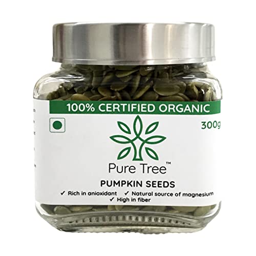 Image of Pure Tree Certified Organic Pumpkin Seeds | 300 g | Glass Jar | Kaddu ke Beej | Organic Seeds for Eating Good Source Of Omega 3 | Raw Pumpkin Seeds Organic Superfood