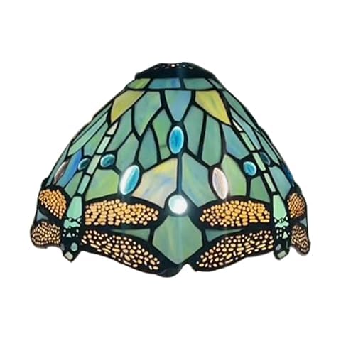 Tiffany Lampshade Replacement Only 8 Inch Blue Stained Glass Dragonfly Lamp Shade Fit for Small Table Lamp, Desk Lamp, Pendant Lamp, Ceiling Fixture Cover
