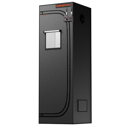 Spider Farmer Armario de Cultivo Profesional Aprox 60x60x180cm con Mirilla y Bandeja Inferior Lona Mylar 1680D Gruesa, Armario hidropónico para Cultivo Interior para SF1000/SF600