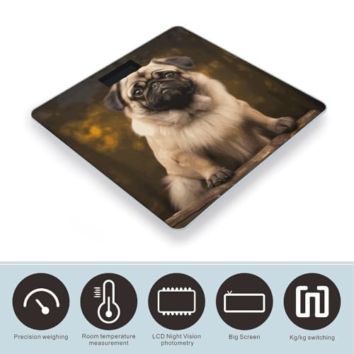 Báscula Digital de Baño Pug Dog en Vidrio Templado miniatura 3
