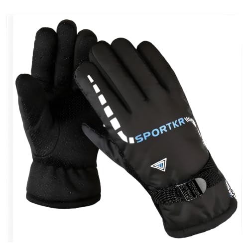 Image of K D Full Finger Winter Gloves for Men & Women with Fur Inside | Warm, Windproof, Waterproof, Scratch-Proof Thermal Gloves | Ideal for Biking, Riding & Cold Weather (Gloves Black Sport Pack of 02)